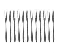 HomeVortex Lot de 12 fourchettes à fruits modernes en acier inoxydable avec poignée carrée pour dessert, gâteau, salade, couverts ergonomiques et réutilisables pour maison, bureau, fête, camping