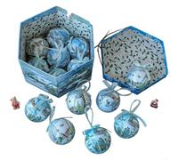 HomeVortex Lot de 14 boules en mousse à bulles de 7,2 cm avec autocollant de style nordique pour décorations de Noël Hutschenreuther ou Villeroy & Boch (A)