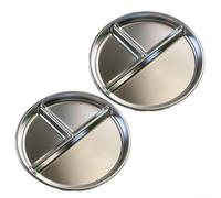 HomeVortex Lot de 2 assiettes divisées en acier inoxydable de 22,9 cm, 3 sections rondes pour le contrôle des portions, plats en métal incassable pour la maison, le bureau, le pique-nique et