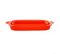 HomeVortex Lot de 2 bacs récupérateurs de graisse en silicone pour gril - Accessoires de barbecue pliables et jetables Orange 17,8 x 8,3 x 7,1 cm