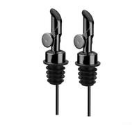 HomeVortex Lot de 2 becs verseurs de liqueur automatiques en acier inoxydable avec bouchon lesté, aération pour vin, sirop, vinaigrette, argent (noir)