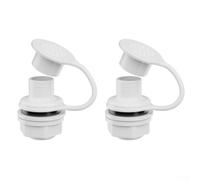 HomeVortex Lot de 2 bouchons de vidange de rechange pour bac à glace Igloo de 23 à 70 litres, triple bouchon à bouton-poussoir avec rondelle d'écrou d'étanchéité, plastique blanc pour une installation