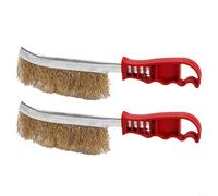 HomeVortex Lot de 2 brosses métalliques en acier inoxydable avec poignée incurvée en plastique pour enlever la rouille, le nettoyage de la graisse, le nettoyage des trous sur les grilles, barbecues