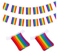 HomeVortex Lot de 2 fanions de drapeau arc-en-ciel Pride 40 pour mini drapeaux de jardin Décoration de fête en polyester 6,7 m de long