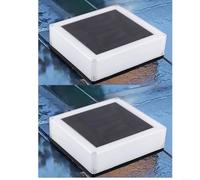 HomeVortex Lot de 2 lampadaires solaires pour terrasse, clôture ou jardin, 64 LED avec modes blanc froid, jaune et blanc chaud, étanche avec revêtement anti-UV, éclairage à 360°, panneau