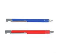 HomeVortex Lot de 2 stylos à encre gel multifonction avec règle 0-70 mm, échelles métriques/impériales, niveau et pointe de tournevis pour réparation de bureau et école, argent/noir (rouge/bleu)