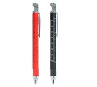 HomeVortex Lot de 2 stylos à encre gel multifonction avec règle de 0 à 70 mm, échelles métriques/impériales, niveau et pointe de tournevis pour réparation de bureau et école, argenté/noir (bleu