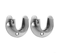 HomeVortex Lot de 2 supports de tringle à bride en acier inoxydable robuste pour penderie, vêtements, rideaux, salle de bain, argenté (25 mm)
