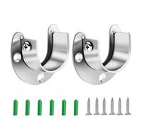 HomeVortex Lot de 2 supports de tringle à bride en acier inoxydable robuste pour penderie, vêtements, rideaux, salle de bain, argenté (32 mm)