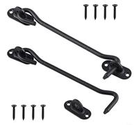 HomeVortex Lot de 2 verrous de porte de grange en acier inoxydable, loquet coulissant de 20,3 cm, avec crochet à œillet, quincaillerie de portail robuste, pour clôture, abri de jardin, salle de bain