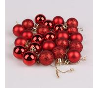 HomeVortex Lot de 24 boules décoratives incassables pour sapin de Noël - Brillantes, mates et dorées - Décoration de Noël et de vacances (rouge)