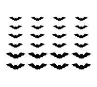 HomeVortex Lot de 24 décorations murales lumineuses 3D d'Halloween avec chauve-souris édition 2025 avec LED violettes pour intérieur et extérieur pour décoration effrayante en PVC