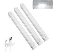 HomeVortex Lot de 3 appliques murales LED sans fil avec détecteur de mouvement et modes blanc et chaud, 20 cm rechargeable, pour armoires, escaliers, cuisines, chambres, jardins, installation