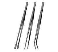 HomeVortex Lot de 3 pinces de cuisine en acier inoxydable avec pointes dentelées pour griller, plaquer et servir des aliments délicats