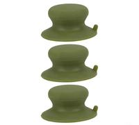 HomeVortex Lot de 3 poignées de couvercle en silicone avec ventouse puissante, résistant à la chaleur, anti-brûlure, pour ustensiles de cuisine, noir, vert, kaki (vert)