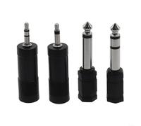 HomeVortex Lot de 4 adaptateurs de casque stéréo 3,5 mm femelle vers mâle 6,35 mm, convertisseur jack audio plaqué or pour amplis de guitare, table de mixage studio, claviers et home cinéma