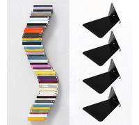 HomeVortex Lot de 4 bibliothèques flottantes en métal élégantes à fixation murale en forme de L pour économiser de l'espace pour livres, plantes, ornements