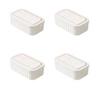 HomeVortex Lot de 4 boîtes à déjeuner à double section avec inhibiteur microbien en plastique PP avec base stable pour la préparation des repas, blanc, 700 ml
