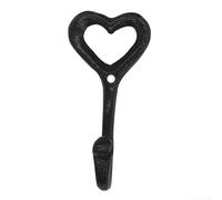 HomeVortex Lot de 4 crochets muraux en forme de cœur en fer noir - Style shabby chic - Pour serviettes, clés - 12 cm - Décoration de salle de bain, cuisine, chambre à coucher