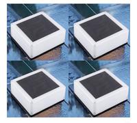 HomeVortex Lot de 4 lampadaires solaires pour terrasse, clôture ou jardin, 64 LED avec modes blanc froid, jaune et blanc chaud, étanche avec revêtement anti-UV, éclairage à 360°, panneau