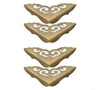 HomeVortex Lot de 4 protections d'angle en laiton pour meubles, décorations en forme de fleur, pour armoires, tiroirs, armoires, pour métal, pour protection des bords, avec clous (6,6 cm)