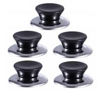 HomeVortex Lot de 5 boutons de couvercle en acier inoxydable résistant à la chaleur pour ustensiles de cuisine, poêles, couvercles en verre, anti-adhésifs, passent au lave-vaisselle