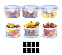 HomeVortex Lot de 6 boîtes de conservation alimentaire hermétiques de 300 ml avec couvercles de verrouillage à 4 côtés et joint en silicone, bocaux à collation en plastique BPA pour organisation du