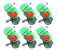 HomeVortex Lot de 6 détecteurs de touche électriques avec lumière LED et son, indicateur de cloche à clipser pour plusieurs cannes, acier inoxydable, buzzer 80 dB pour la pêche de nuit ou de jour