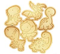 HomeVortex Lot de 6 emporte-pièces en forme de dinosaure - Outils de cuisson en polypropylène rose pour décoration de fête d'enfants - Facile à nettoyer - 14 x 18,5 cm