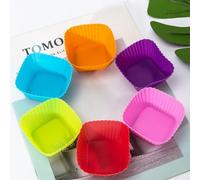 HomeVortex Lot de 6 moules à gâteau carrés réutilisables en silicone pour muffins, cupcakes, pain, pizza et chocolat, passe au four, au micro-ondes et au lave-vaisselle