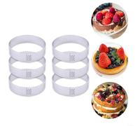 HomeVortex Lot de 6 moules à gâteau ronds en acier inoxydable 304 perforés avec design de ventilation pour une chaleur uniforme, outil anti-adhésif pour dessert propre pour la maison et la cuisine (8