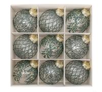 HomeVortex Lot de 9 décorations festives pour sapin de Noël, boules transparentes en PET de 8 cm, décorations peintes pour la maison, le bureau, les vacances, blanc, rouge, vert (vert)