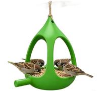 HomeVortex Mangeoire sphérique à oiseaux à suspendre, résistante aux intempéries, décoration de jardin en PET avec système de drainage pour garder les aliments secs, nichoir moderne blanc vert pour
