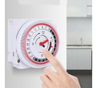 HomeVortex Minuteur de chauffage mécanique 24 heures, contrôleur de chauffage central programmable 16 A avec commande manuelle et indicateur de charge pour chauffe-eau, lumières,