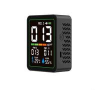 HomeVortex Moniteur de qualité de l'air portable 5 en 1 avec détection PM2.5, PM10 et PM1.0, capteurs de température et d'humidité, détecteur de pollution intérieur rechargeable USB-C 1200 mAh avec