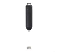 HomeVortex Mousseur à lait électrique portable en acier inoxydable pour café, latte, pour cappuccino, chocolat chaud, batteur à œufs et fouet, design durable, noir