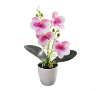 HomeVortex Orchidée artificielle en pot, 31 cm - Tissu pixel réaliste - Décoration pour la maison, le bureau, la chambre à coucher, le salon (blanc avec violet)