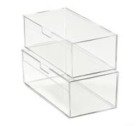 HomeVortex Organiseur de maquillage en plastique transparent | Tiroir empilable avec façade crantée, armoire de salle de bain pour rangement de médicaments