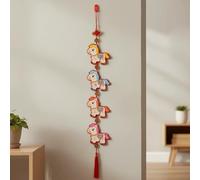 HomeVortex Ornement à suspendre pour le Nouvel An chinois 2026, pendentif en tissu floqué pour salon, décoration de festival de printemps, symbole de force, de réussite, d'harmonie, de prospérité