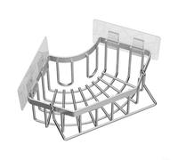 HomeVortex Panier de rangement d'angle en métal antirouille avec étagère à séchage rapide pour éponge, brosse, support d'évier peu encombrant, 18 x 18 x 9 cm, argenté