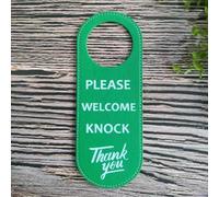 HomeVortex Panneau de porte double face en cuir synthétique avec inscription « Do Not Disturb, Out of Office and Welcome Knock » pour hôtel, bureau, salle de réunion ou utilisation à domicile (vert