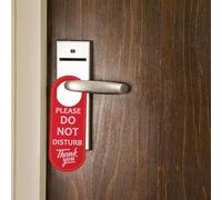 HomeVortex Panneau de porte double face en cuir synthétique avec inscription « Do Not Disturb, Out of Office and Welcome Knock » pour hôtel, bureau, salle de réunion ou utilisation à domicile (rouge