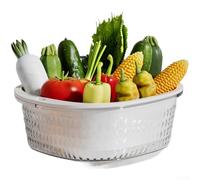 HomeVortex Passoire double couche en plastique, avec couvercle anti-poussière, panier de cuisine à drainage rapide, pour le lavage des fruits, légumes, bol de rangement anti-contamination, beige