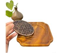 HomeVortex Plateau à thé en bois de noyer et dentelle, fabriqué à la main, style chinois, 15 x 15 x 3 cm, base décorative marron pour théière