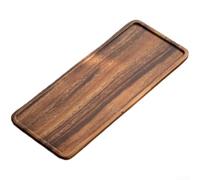 HomeVortex Plateau à thé en noyer naturel au design minimaliste Plateforme d'infusion sèche antidérapants pour théière de cuisine 28 x 18 cm (grand rectangle)