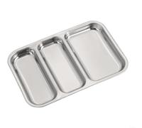 HomeVortex Plateau de service divisé en acier inoxydable 304, grande assiette de barbecue coréenne avec sections séparées, plat à goûter rectangulaire poli pour salle à manger à la maison, doré (trois