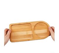 HomeVortex Plateau de service japonais en bois massif avec design minimaliste moderne, assiette semi-elliptique pour thé, pain, lait et collations, bois d'acacia, 11 x 6 x 2 cm, idéal pour la cuisine