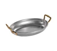 HomeVortex Plateau de service ovale en acier inoxydable 304 de style rétro avec poignées pour sandwichs, gâteaux, desserts, buffets, 24,3 cm de long (argenté)
