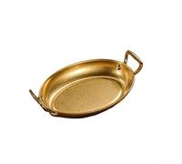 HomeVortex Plateau de service ovale en acier inoxydable 304 de style rétro avec poignées pour sandwichs, gâteaux, desserts, buffets, 24,3 cm de long (doré)