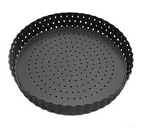 HomeVortex Poêle à pizza antiadhésive, ustensiles de cuisson perforés en acier au carbone avec fond amovible pour des croûtes croustillantes, répartition homogène de la chaleur, plateau de four facile